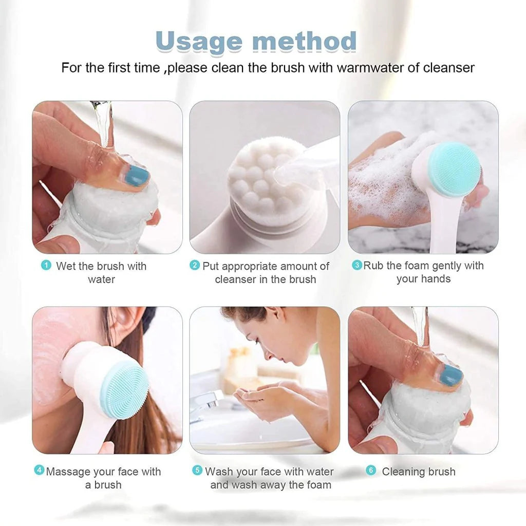 2-in-1 Double-Sided Silicone Face Brush – Deep Pore Cleansing & Exfoliating Tool