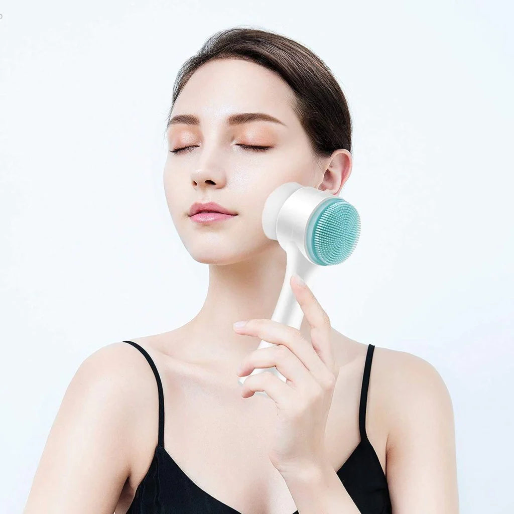 2-in-1 Double-Sided Silicone Face Brush – Deep Pore Cleansing & Exfoliating Tool